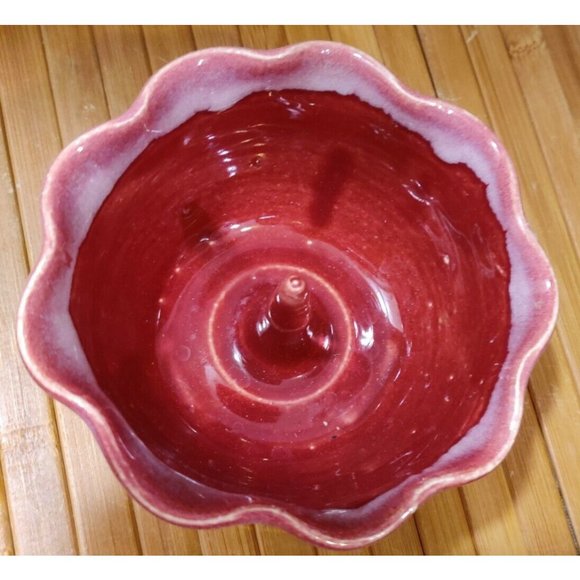 John Garro Studio Art Pottery Pink Red Drip Glaze Apple Baker Signed Old Fort NC - Picture 1 of 11